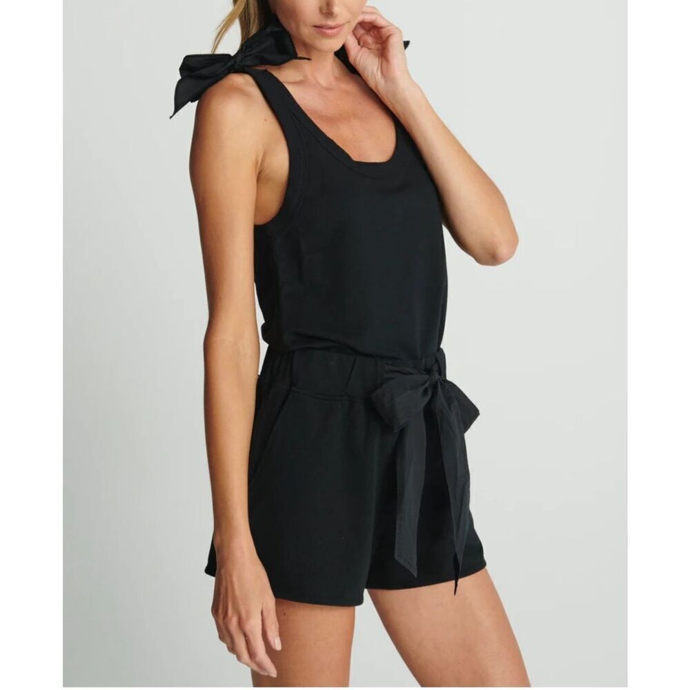 Sundays Scout Top Womens Tie Shoulder Scoop Neck Sleeveless Tank Top Black Size